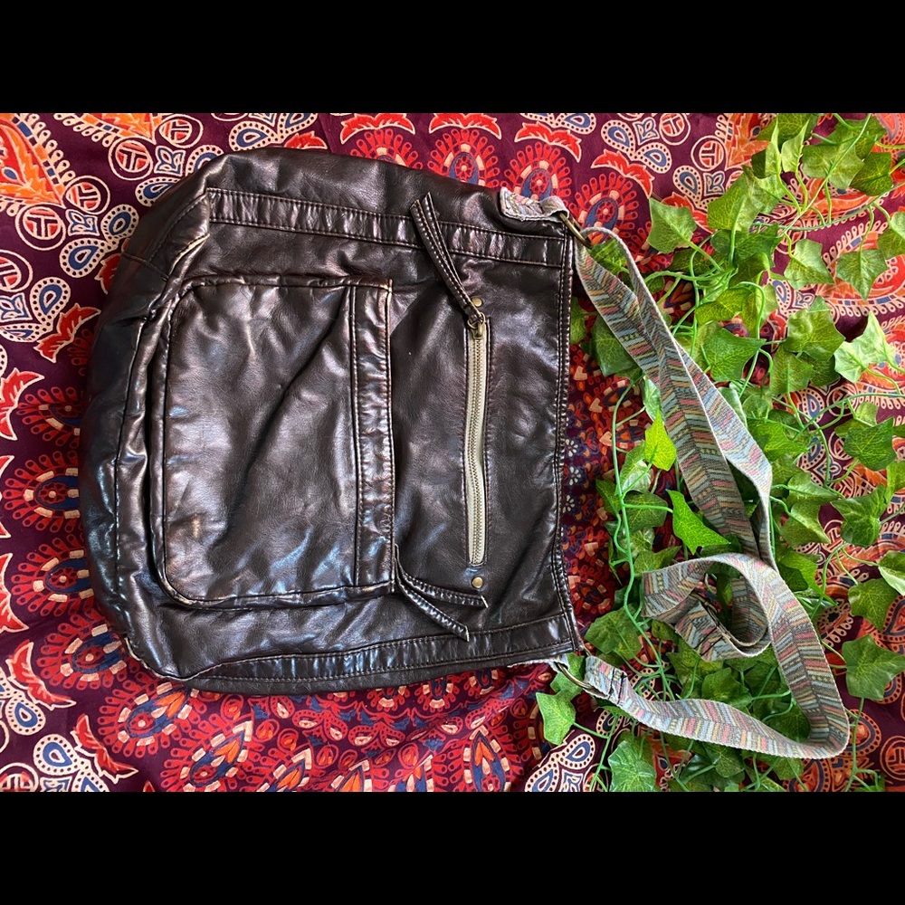 Brown school crossbody book bag